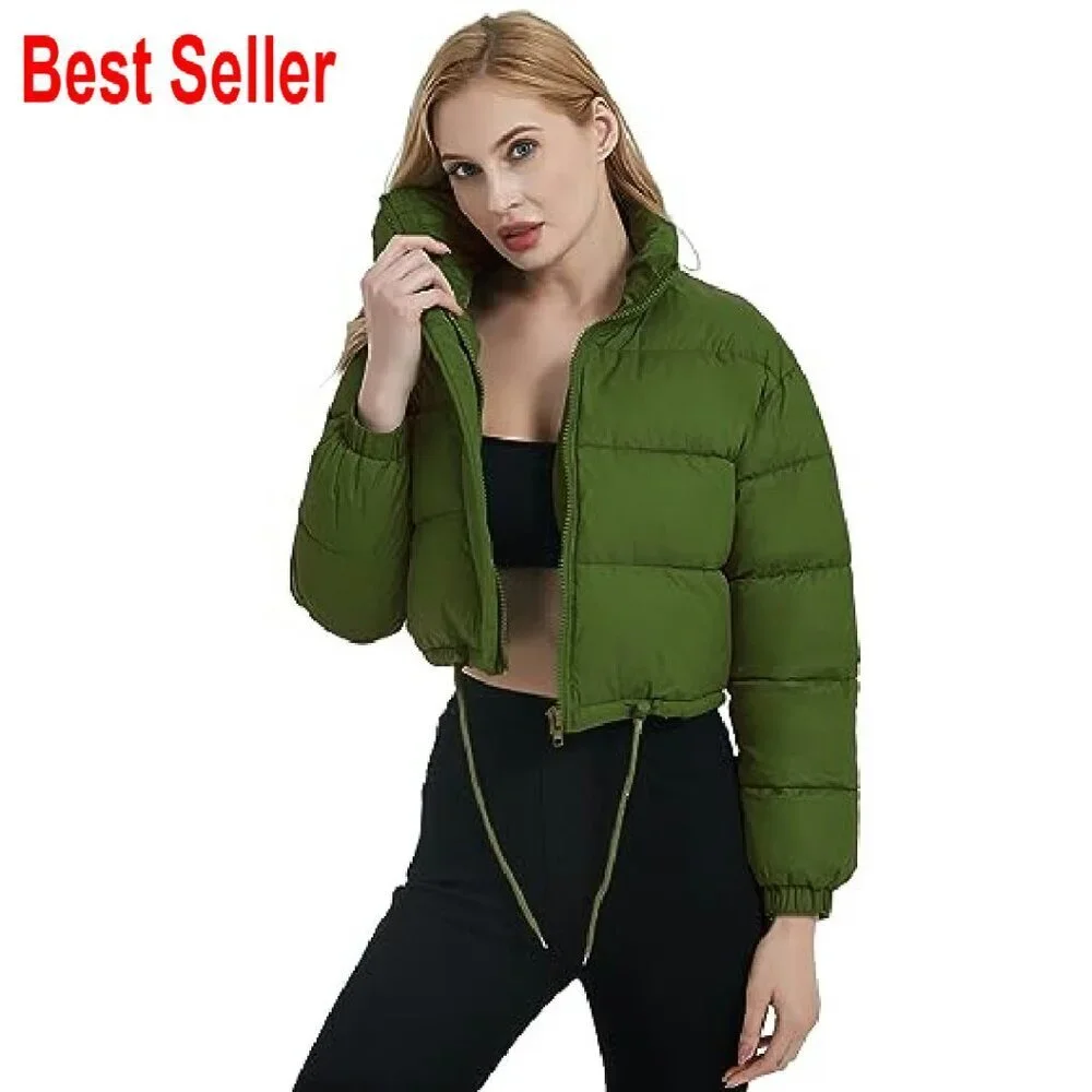 Cropped Puffer Jacket Quilted Lightweight Winter Coat Chic Minimal